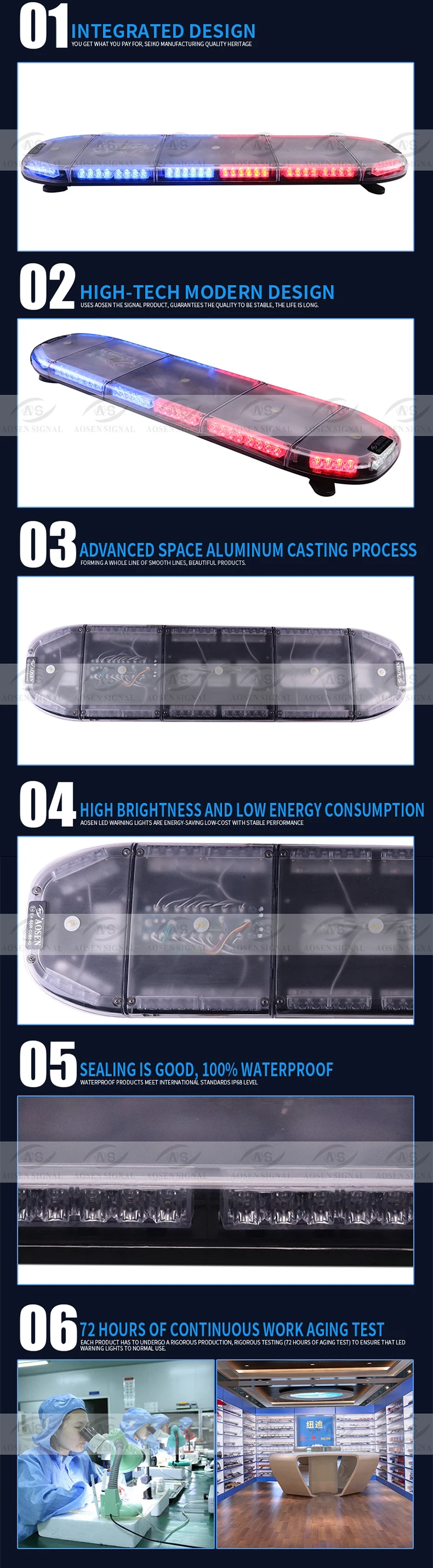 15/" 38/" 55/" LED luz estroboscópica asesor de tráfico de emergencia advertencia ámbar Bar Blanco