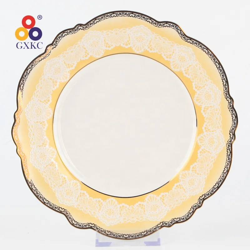 Embossed gold plates sets ceramic luxury porcelain dinner sets, View