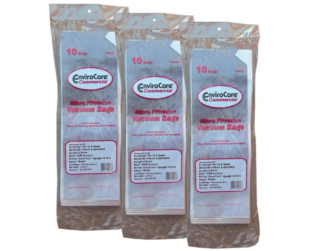 30 Commercial Euroclean Pro, Kent, Nilfisk, Advac, Lindhaus 09410509 Upright Vacuum Cleaner Bags Model Pro 14 DU135, CarpeTwin Upright 14/18, Two motor, Healthcare Pro, RX HEPA, Ch Pro