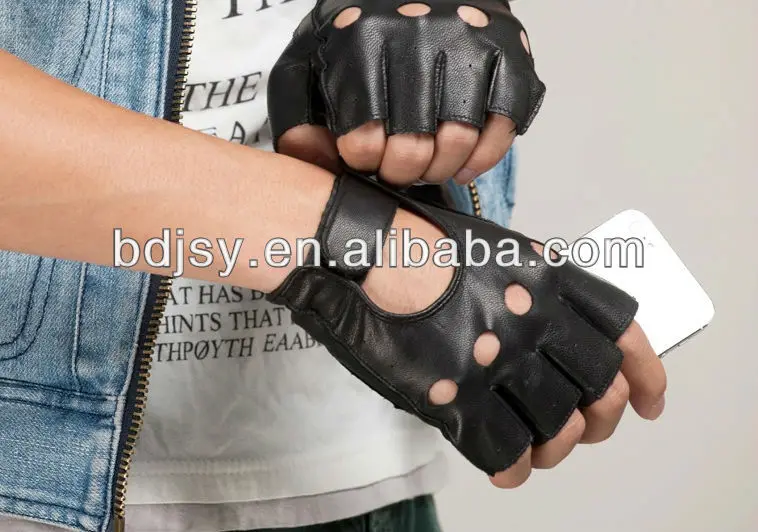 mens fashion leather fingerless gloves driving leather gloves