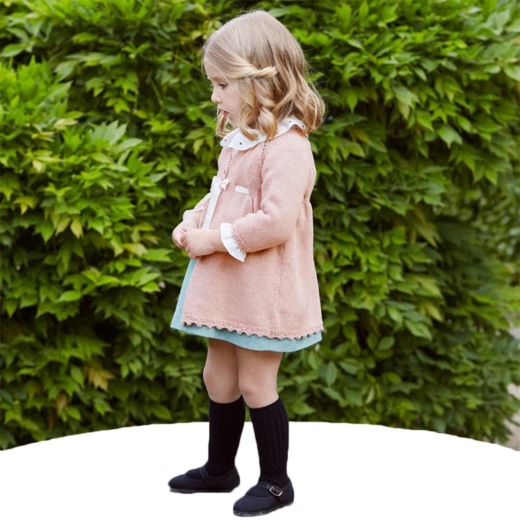 girls pink long cardigan-3