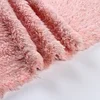 New design free samples pink colour sliver line polyester coral fleece brushed knit fabric