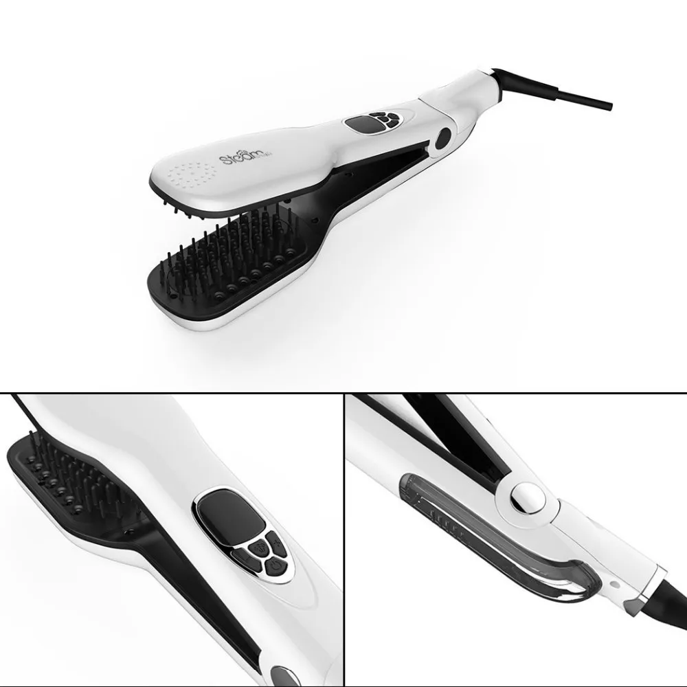 2016 Hot Innovative Argan Oil Infused Magical Hair Straightener Steamer with Brush