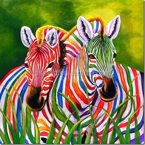 Brillante de color cebra animales hermosos cuadros pinturas al ...