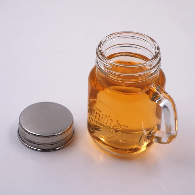 100ml fancy glass mason jar with handle