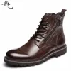 Best natural cow leather winter young mens fashion boots