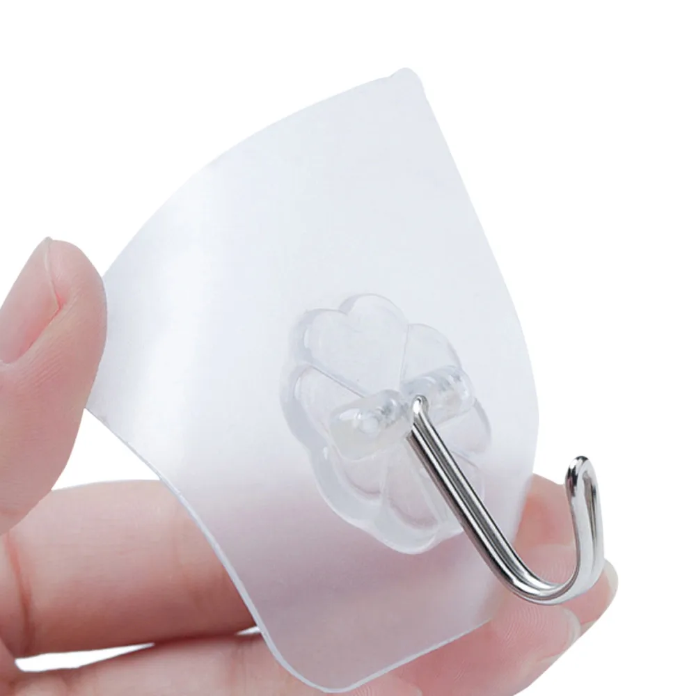 Self Adhesive Sticky Hooks 6pcs Transparent Holder Hangers For Kitchen Bathroom
