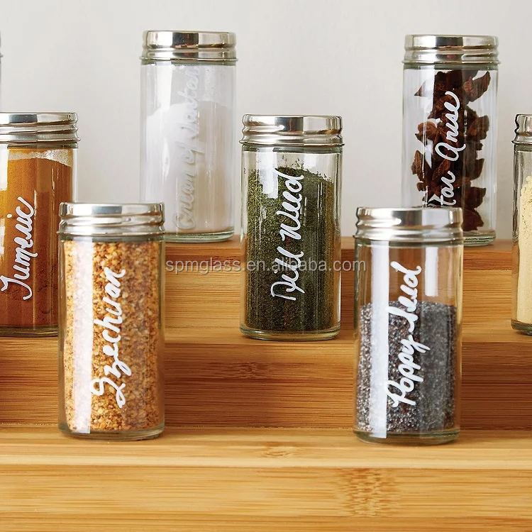 brown glass spice jars