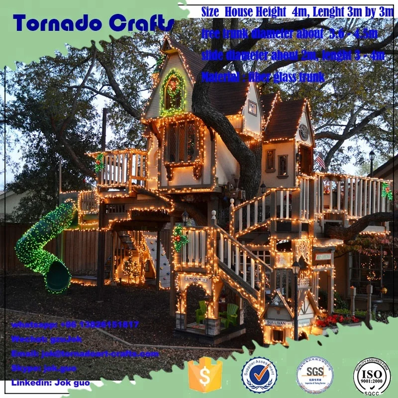 2017 Outdoor Artificial Tree House Playhouse With Slide For Kids Buy