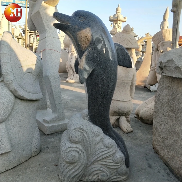 Wholesale Hand Carve High Quality Dolphin Stone Garden Animal Statue