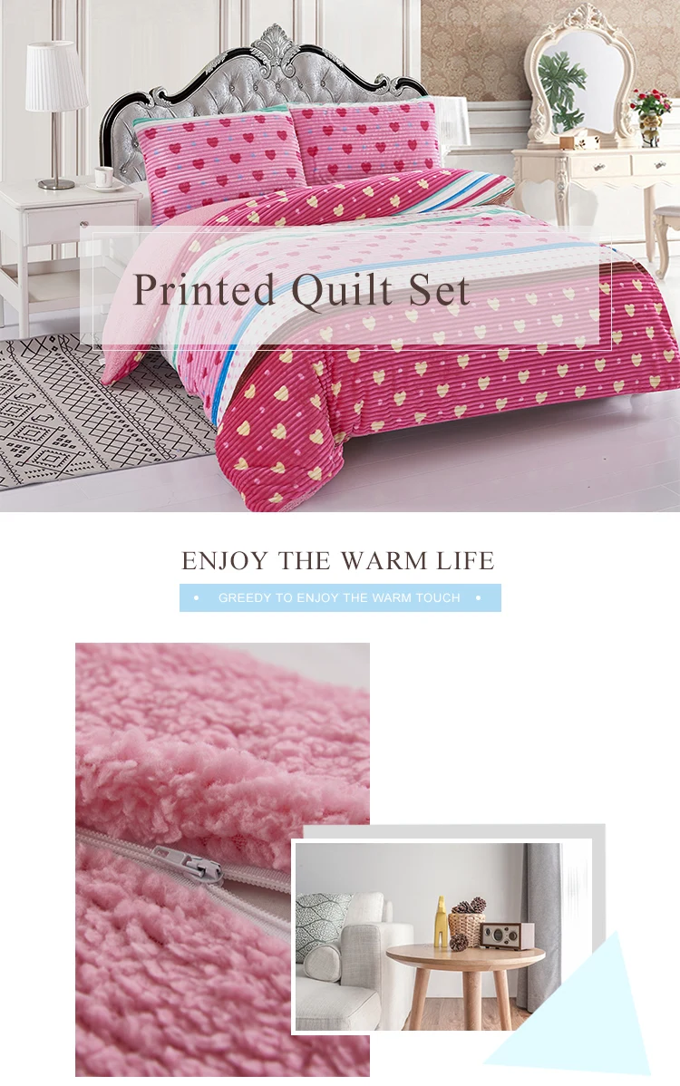 The new design of ultra-luxury ultra-fine fiber printed flannel lamb ultrasonic ultrasonic quilt quilts made in china