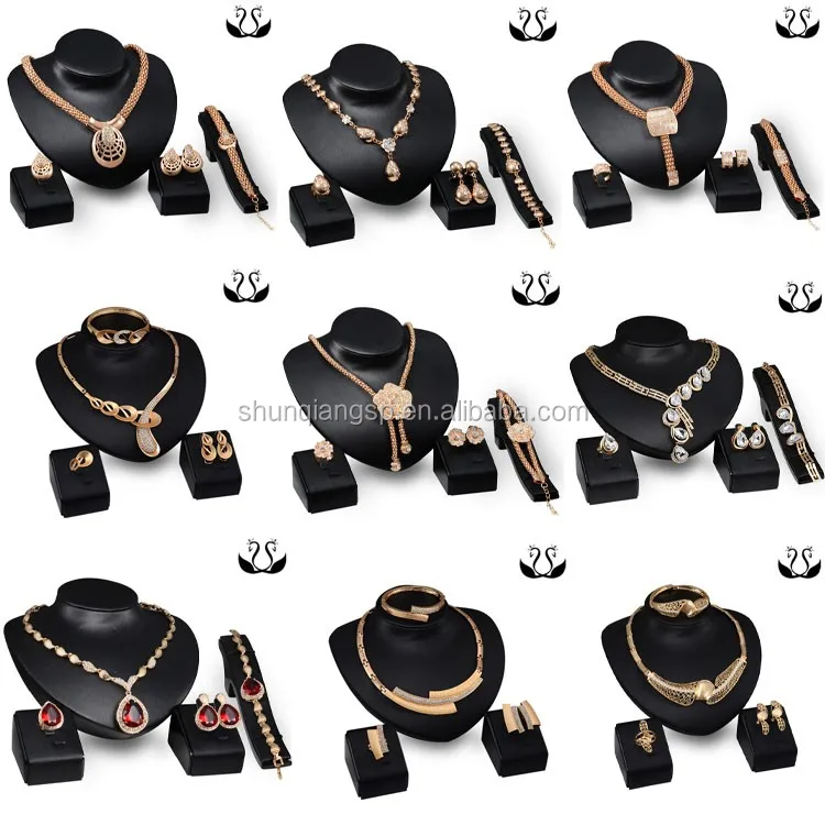 Fashionable Dubai 18k Gold Plated Leaf Shaped Imitation Jewellery Set