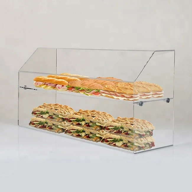 Bakery Store 2 Levels Pizza Sandwich Shelf Cases Acrylic Cupcake