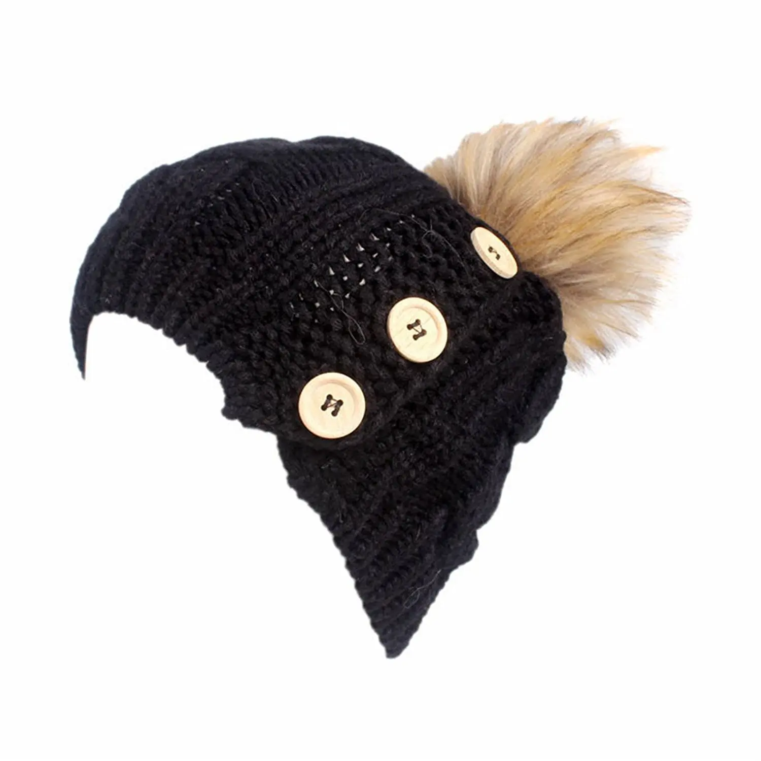 Qhome Kids Winter Warm Beanie Hat With Pom Pom Children Beanies Knitted Hats