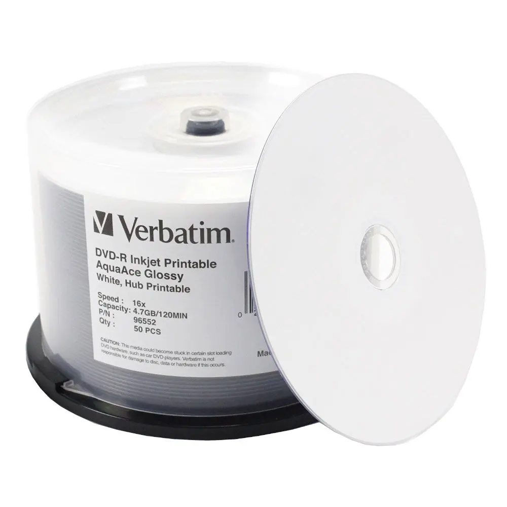 Verbatim 100 Pack Dvd R Dvdr White Inkjet Hub Printable 16x 4 7gb 120min Blank Media Disc