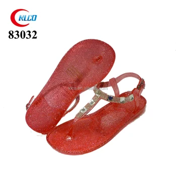 red jelly sandals