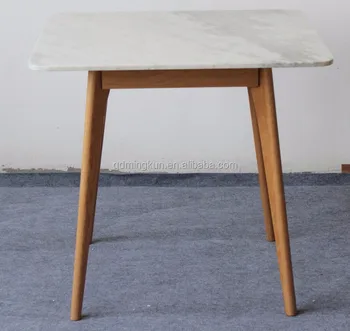 Square Marble Top American White Oak Leg Dining Table Square Marble Top American White Oak Leg Dining Table