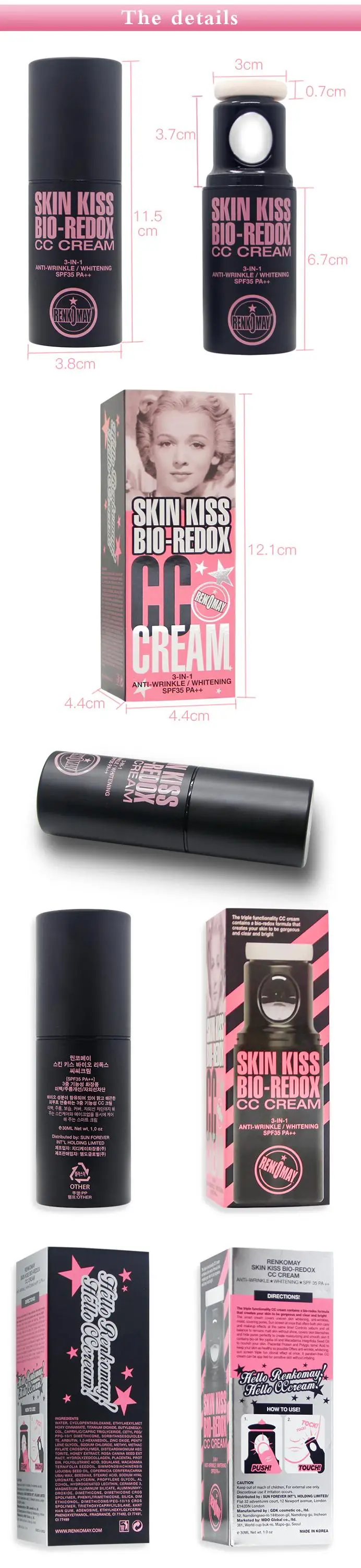 Makeup products promoting wholesale face whitening moisturizing cc cream spf 50