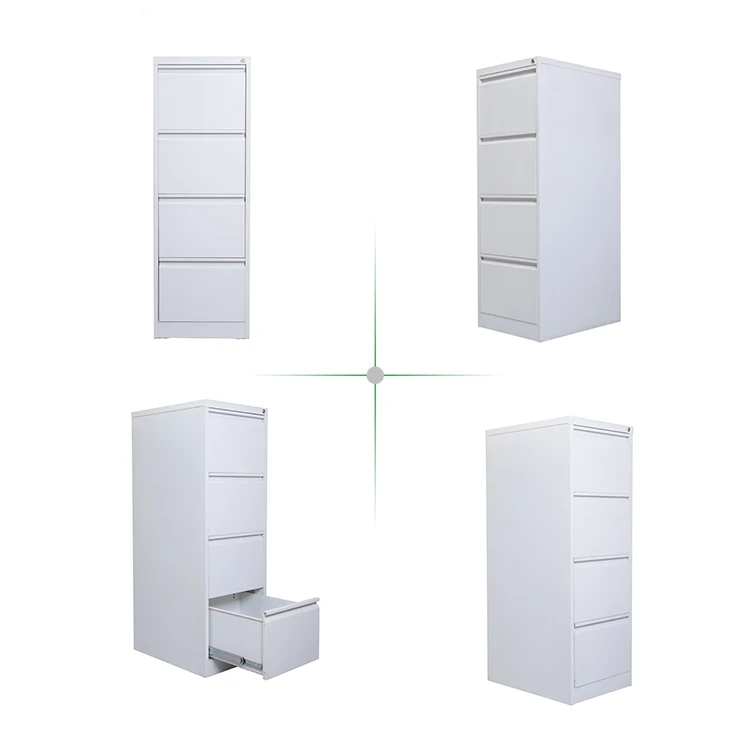 White Color Metallic Gooseneck Filing Cabinet With 4 Drawer