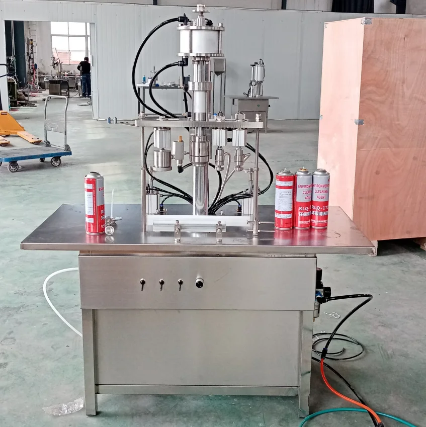 Semi Automatic Aerosol Gas Filling Machine For Oxygen N2 Co2 Filling