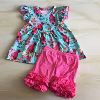 Troll Summer Baby Girls Clothing Kids Boutique Clothes Ruffles Shorts Sets Children Summer Boutique Outfits Troll Summer Baby Girls Clothing Kids Boutique Clothes Ruffles Shorts Sets Children Summer Boutique Outfits