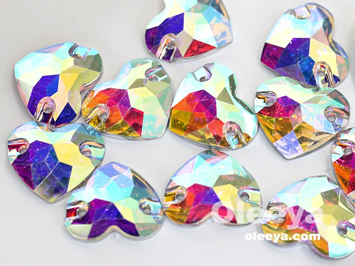 OLeeya Hot Sale 13*17mm Resin Crystal AB Cosmic Stones Flat Back Sew on Rhinestones for Garment