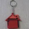 RED PVC HOUSE SHAPED HOMES INFORMATION PRINTED ON BACKSIDE KEY CHAINS WITH KEY RING