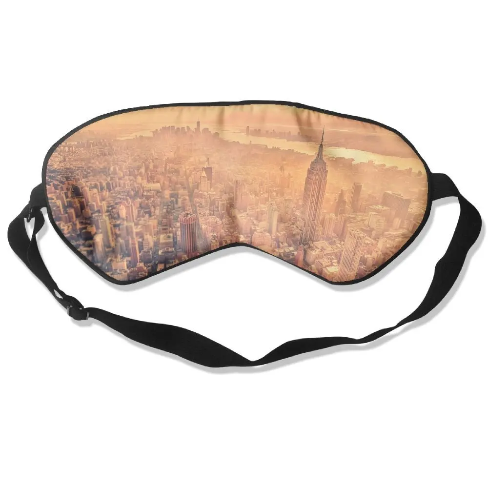 Madge Kelley Eye Mask Adjustable-Strap Eyeshade Sleeping Mask Skin-Friendly City Birds Eye View Blindfold Night Sleep Travel