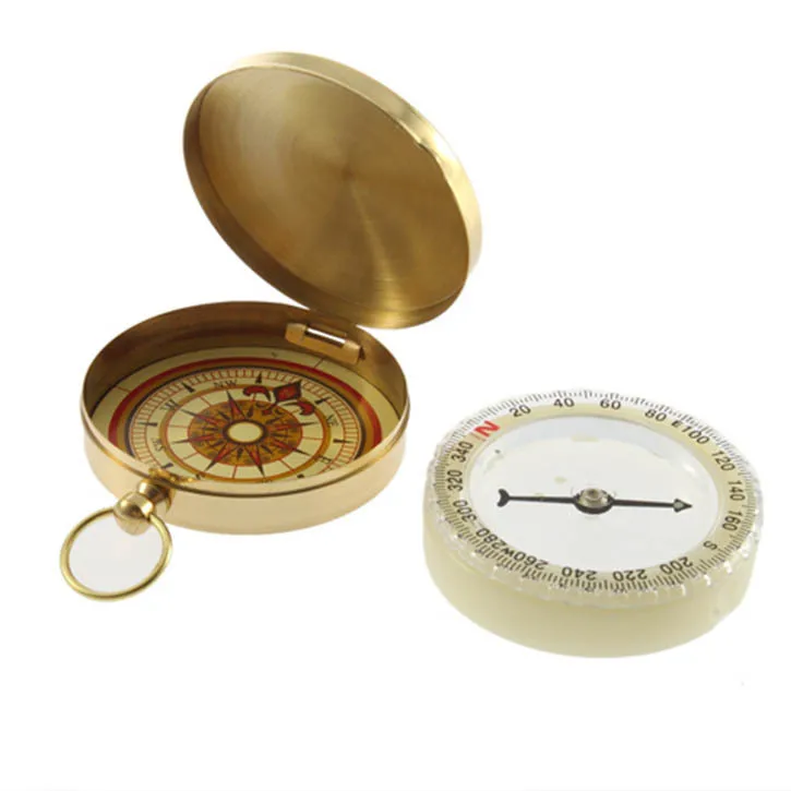 Compass Pocket Brass Watch Style Ring Keychain Camping Hiking Compass