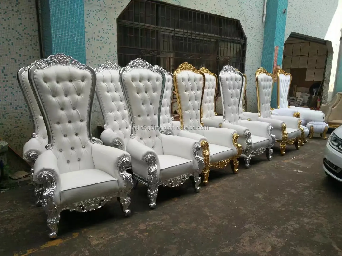 Wholesale Gold Luxury Royal High Back Queen Throne Chair For Wedding