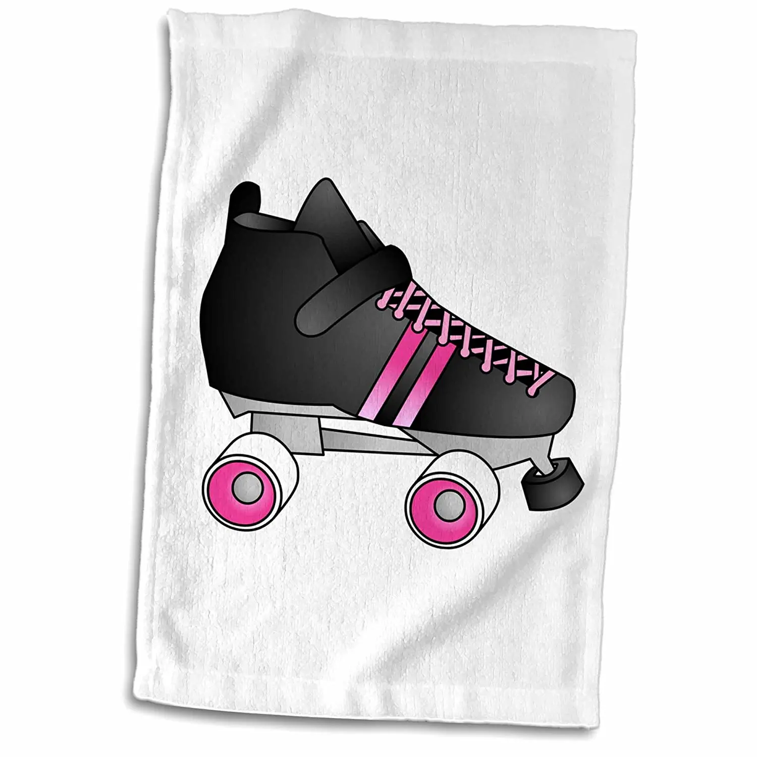 3dRose Janna Salak Designs Roller Derby - Skating Gifts - Black and Pink Roller Skate - 12x18 Towel (twl_35463_1)