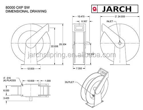 Spring rewind retractable fuel hose reel with hand nozzle