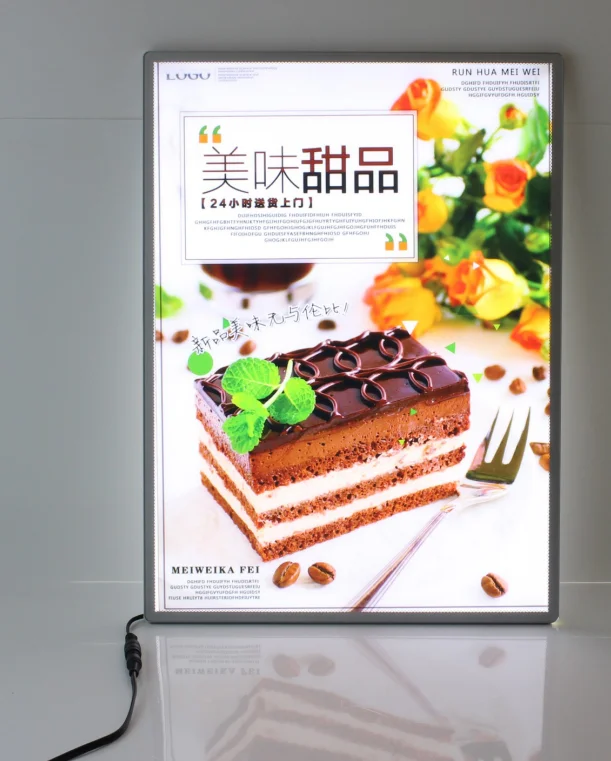 Wall mounted picture insertion light box single or double side custom size high brightness light box free standing