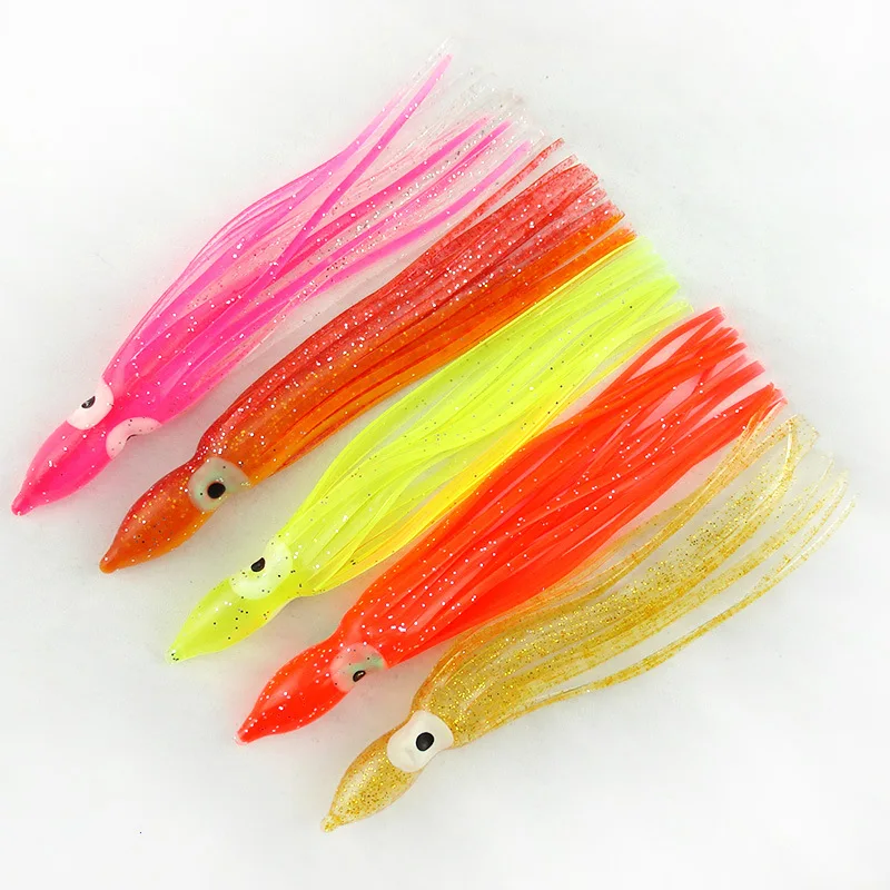30pcs Luminous Octopus Skirt Fishing Lures - 6 Inch/15cm Soft Plastic Saltwater Bait For Trolling - View #3