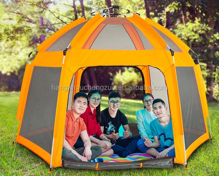 6 Person Camping Tent Backpacking Tents Hexagon Waterproof Dome Automatic Pop-Up Outdoor Sports Tent Camping Sun Shelters,CZX-81