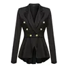 Office Blazers Suits Women Double Button Crop Frill Ruffle Hem High Low Work Ladies Blazer Outer Coat Y10546