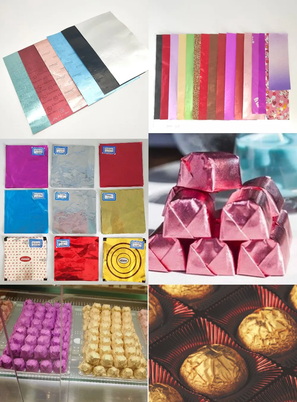 用于食品包装的银色或彩色巧克力包装铝箔与纸层压