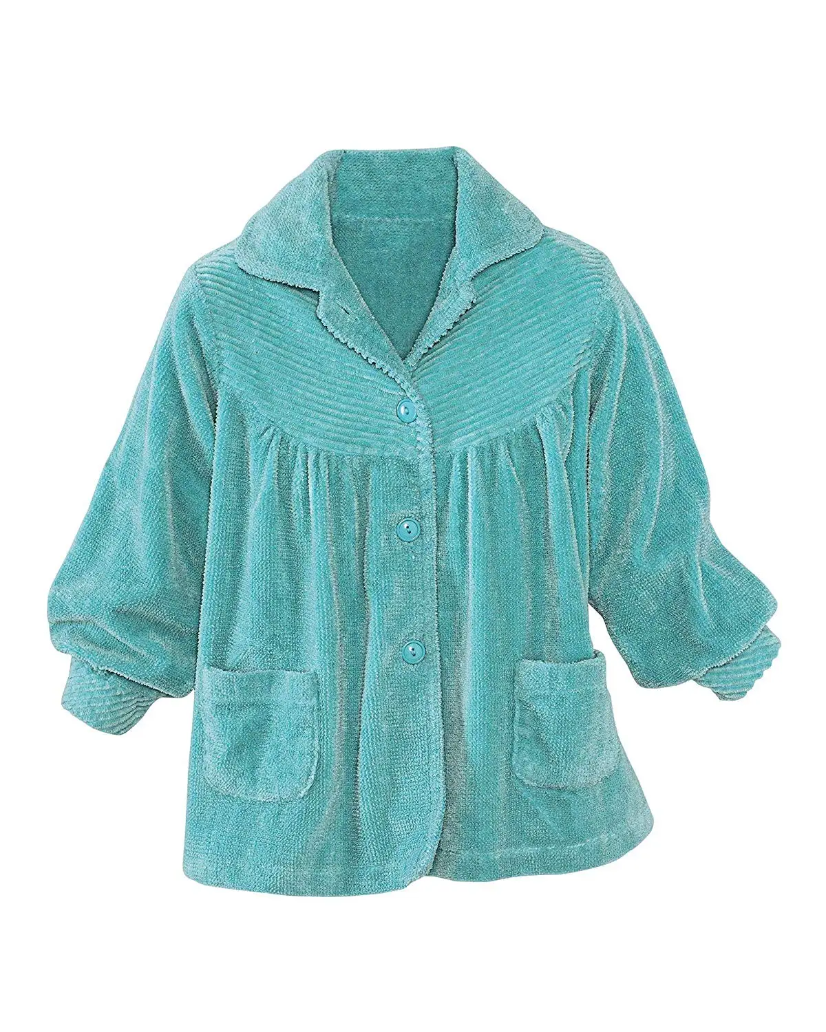 Bath /& Robes Satin Tie Up Chenille Bed Jacket Soft Luxury