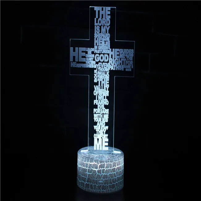 Freedom In God Creative Cross Night Lights Dimmable Colorful Lamp