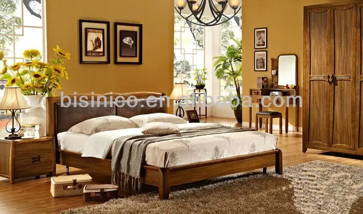 Morden Timber Bedroom Set Furniture Full Solid Wood Bed W Night Stand 6 Door Wardrobe Dresser With Mirror Stool Buy Roman Style High End Solid