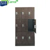 Phenolic 3 Tiers 3 Columns Storage Lockers Wood Color with Lock Knock Down