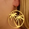 Golden coconut tree earrings big round circle drop earrings for woman