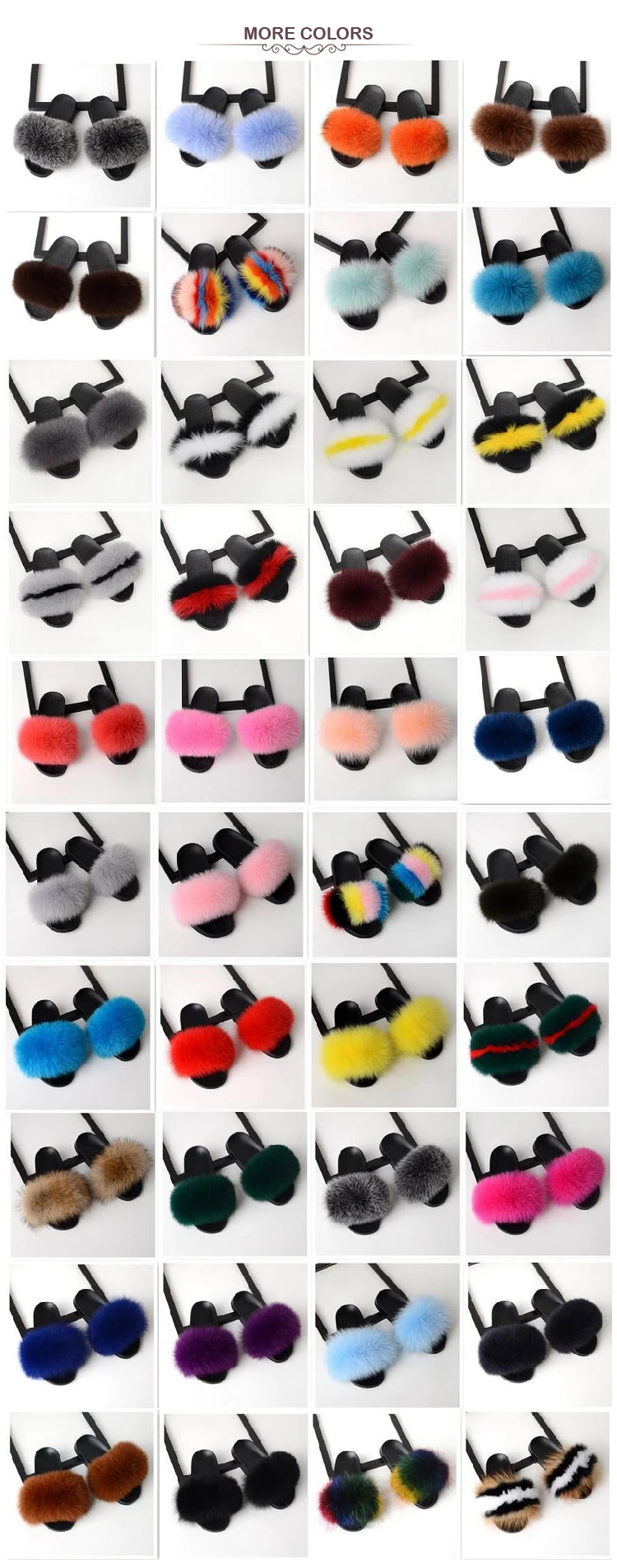 Natural Customized wholesale fashion fur slipper fox fur slipper