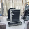 Top Design Granite American Style Carved Flower Headstone With Carving Bird