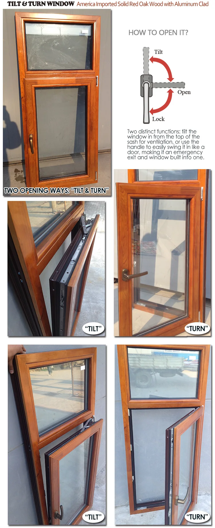 Casement window price bullet proof glass aluminium tilt &turn balcony and turn windows