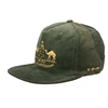 custom green corduroy flat brim customize embroidery snapback hat with leather strap