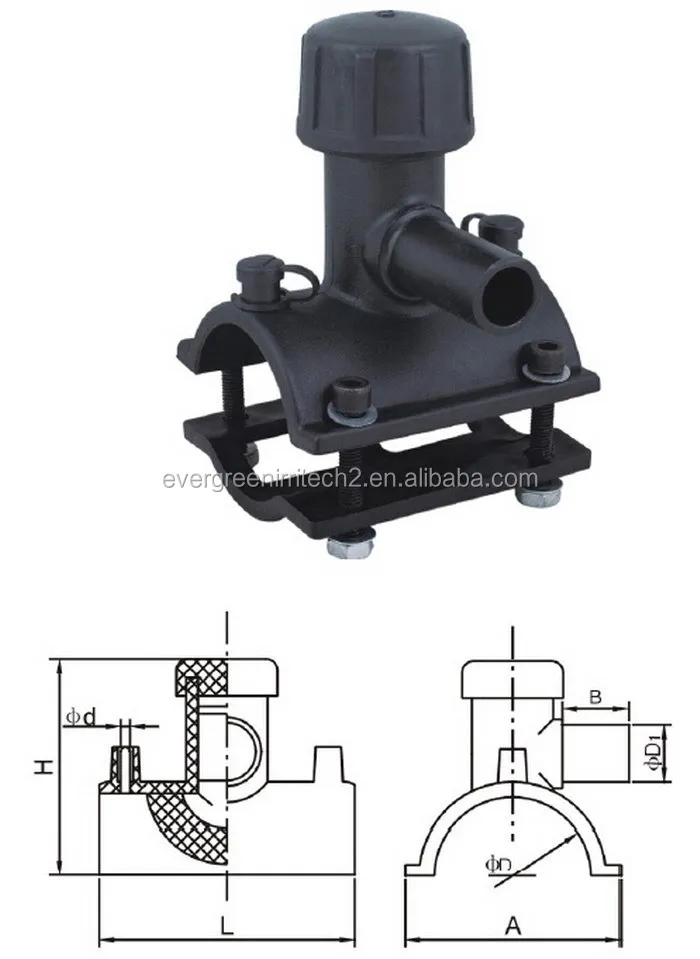Different size hdpe pipe fitting saddle clamp branch