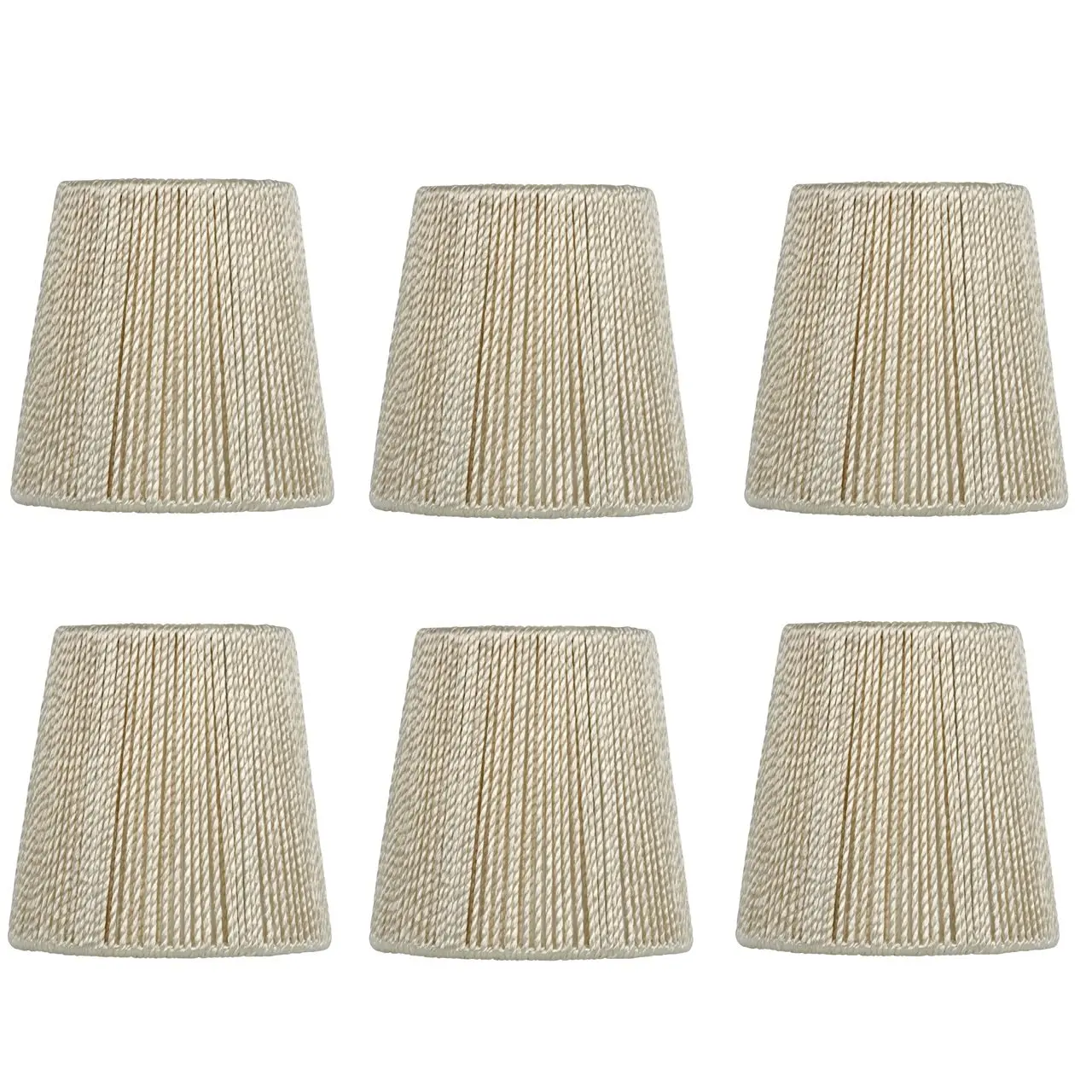 Upgradelights 4 Inch Hand Strung Retro Drum Clip On Chandelier Lamp Shades (Set of six) 3x4x4