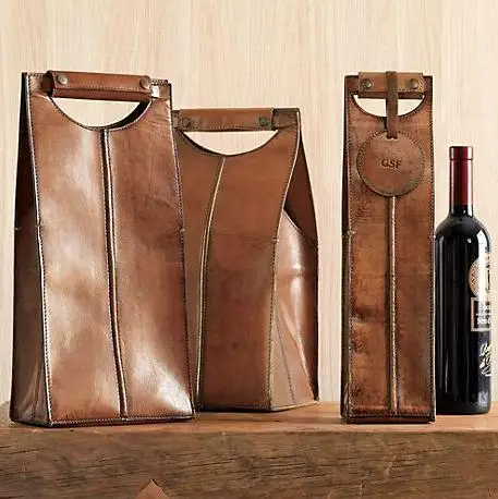 2 bottle leather wine carrier