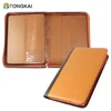Zippered folder a4 size Leather Portfolio Organizer Folder With Key Chain Ring